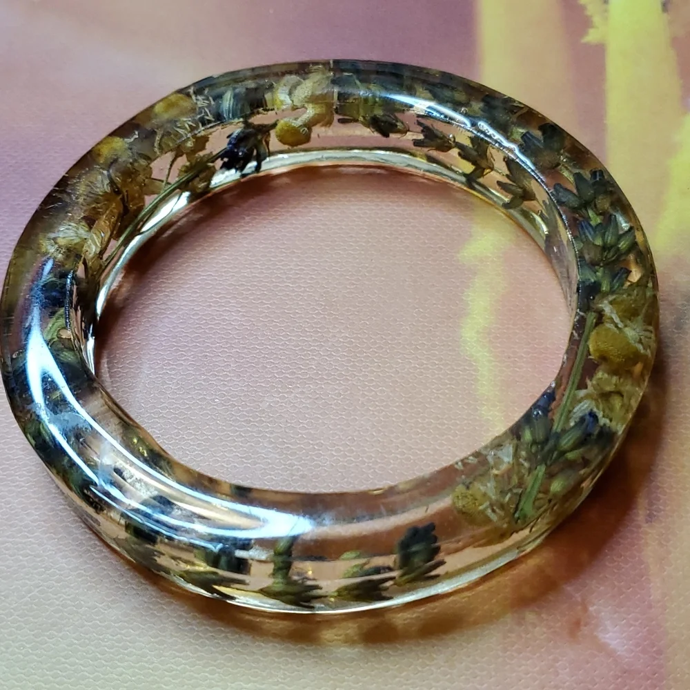 Bangle with Dried Flowers Inside Vintage